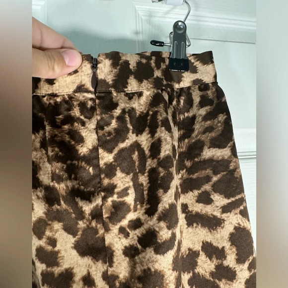 Club Monaco Satin Leopard Jackie Skirt Jupe Cocoa Brown Size 4 NWT - Picture 8 of 11